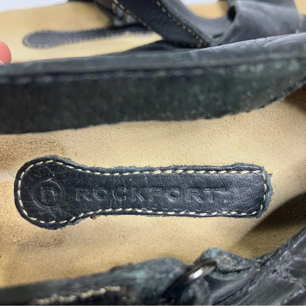 Rockport‎ black leather cross cross sandals adjustable back strap women’s size 7